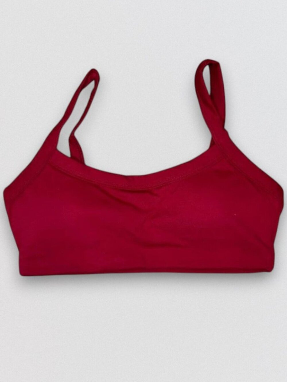 Deep Red Sports Bra Scoop Neck Athletic Gym Yoga Athleisure